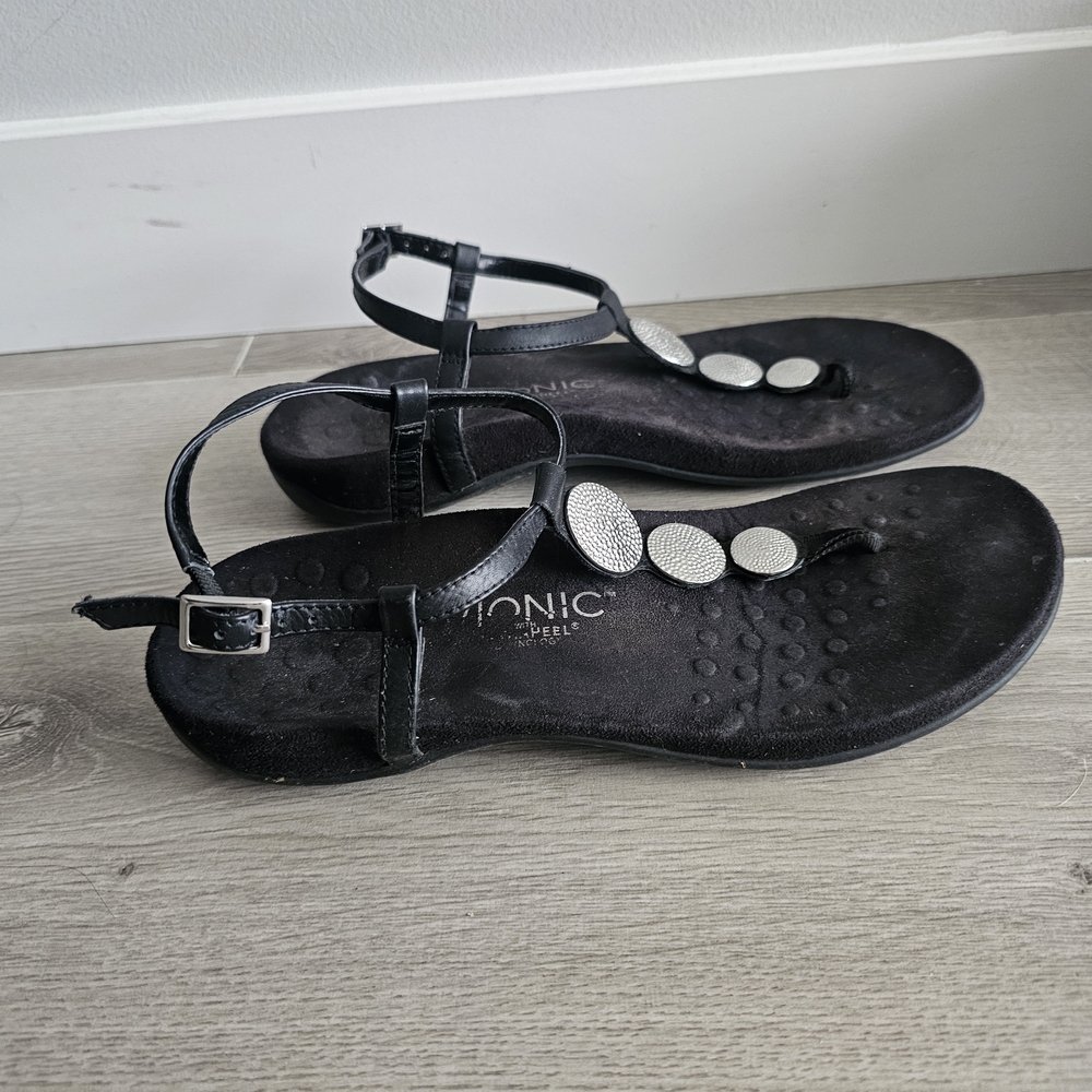 Vionic Black Sandals with Silver Details